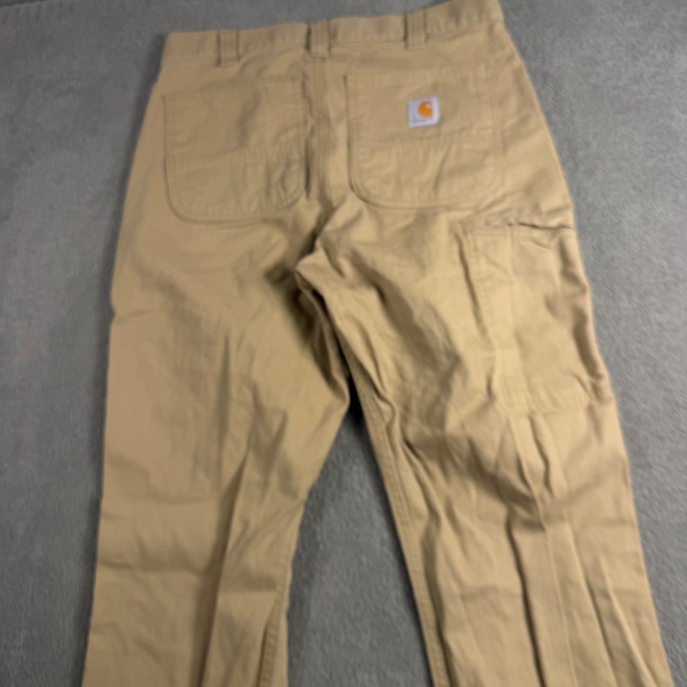 Carhartt Mens Tan Canvas Relaxed Fit Carpenter Work Pants 32x34 Utility Khaki